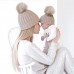 US Adult Child Baby Warm Winter Knitted Beanie Fur Pom Hat Crochet Ski Cap  eb-99889187